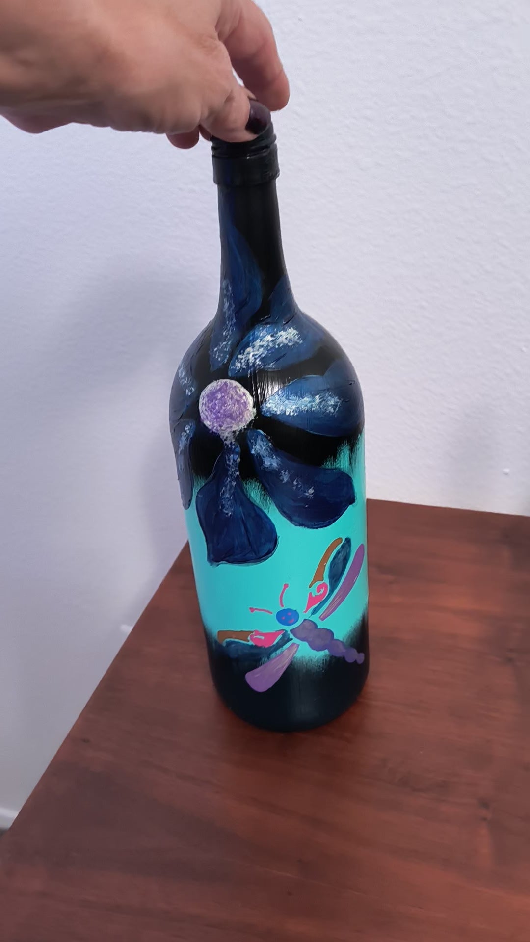 Hand painted wine bottle