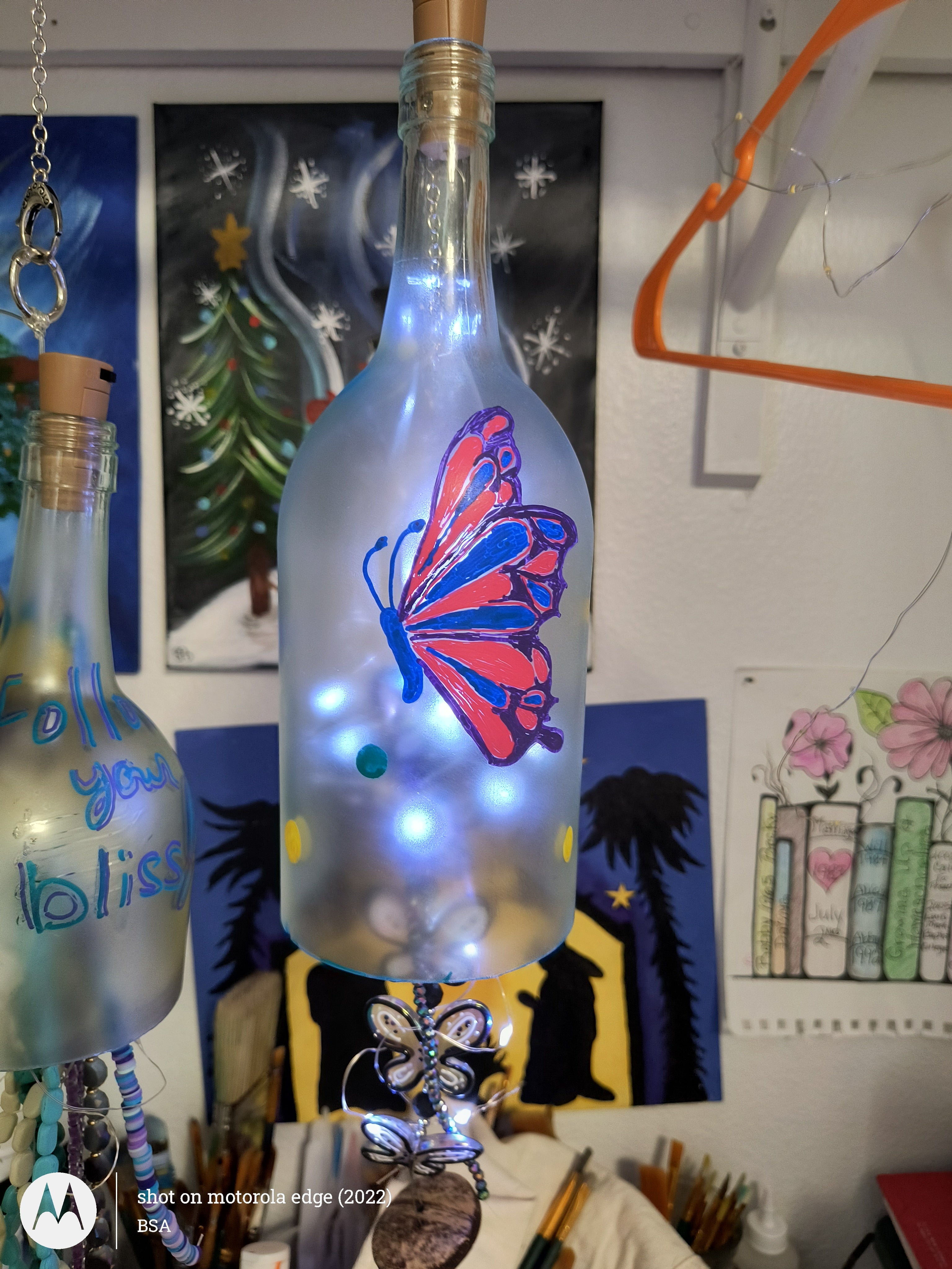 Butterfly glass wind chimes