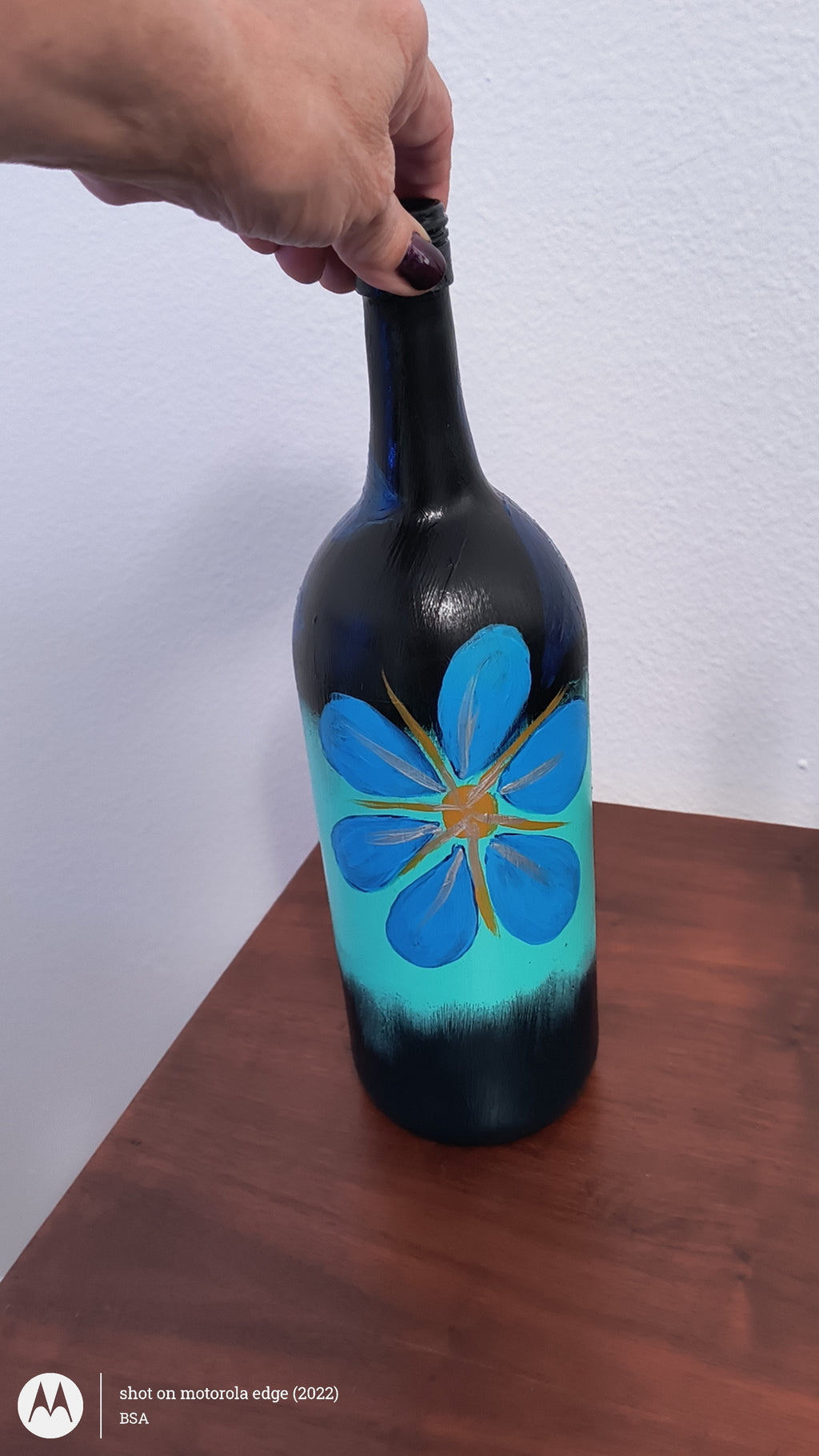 Hand painted wine bottle