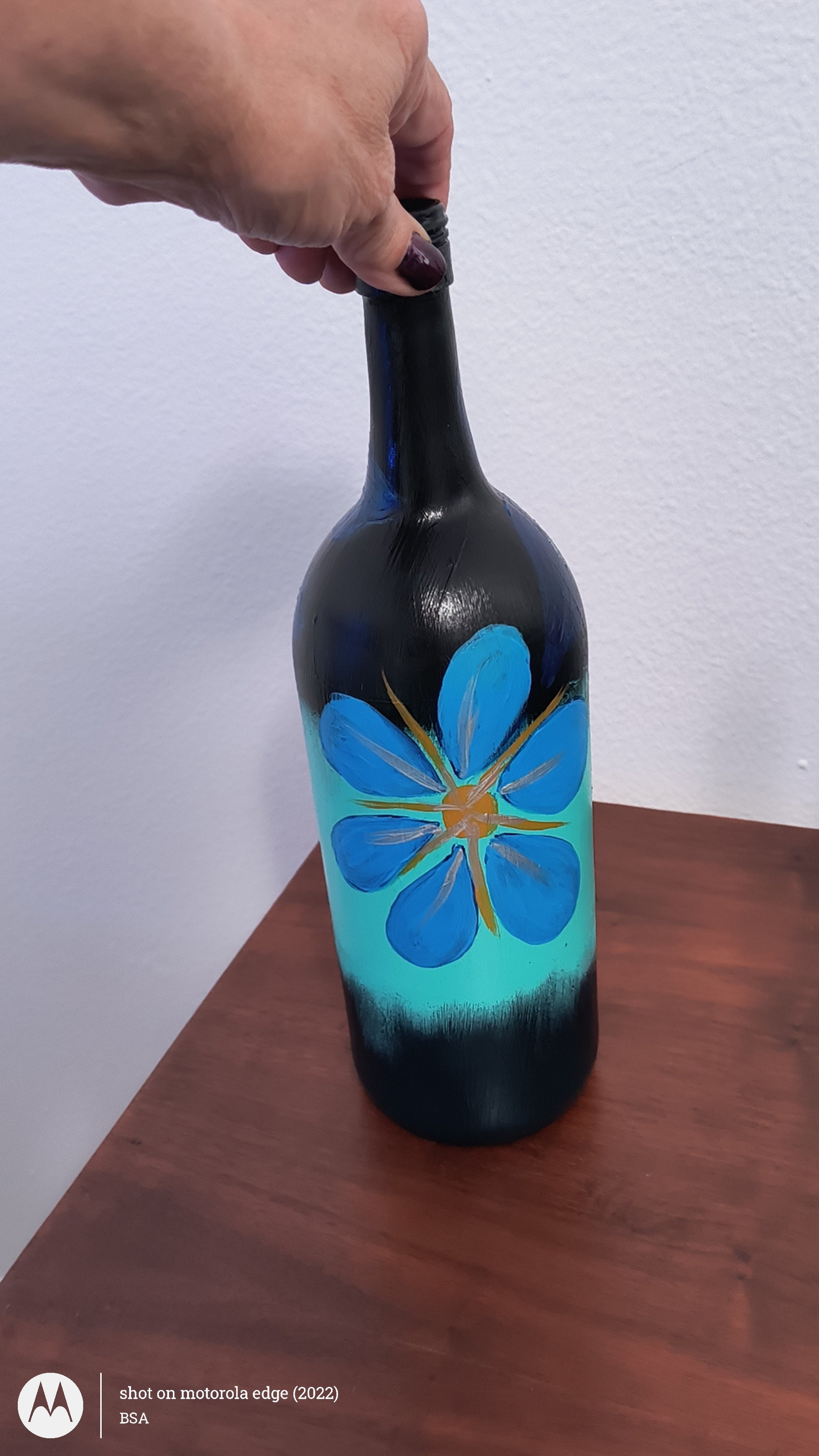 Hand painted wine bottle